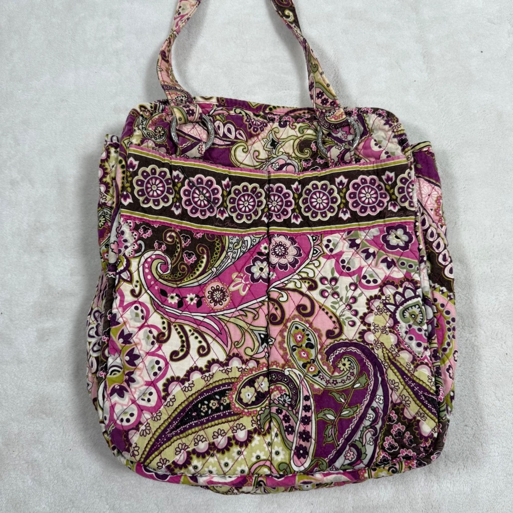 Vera Bradley Quilted Tote Bag Very‎ Berry Paisley Floral Villager Shoulder Bag